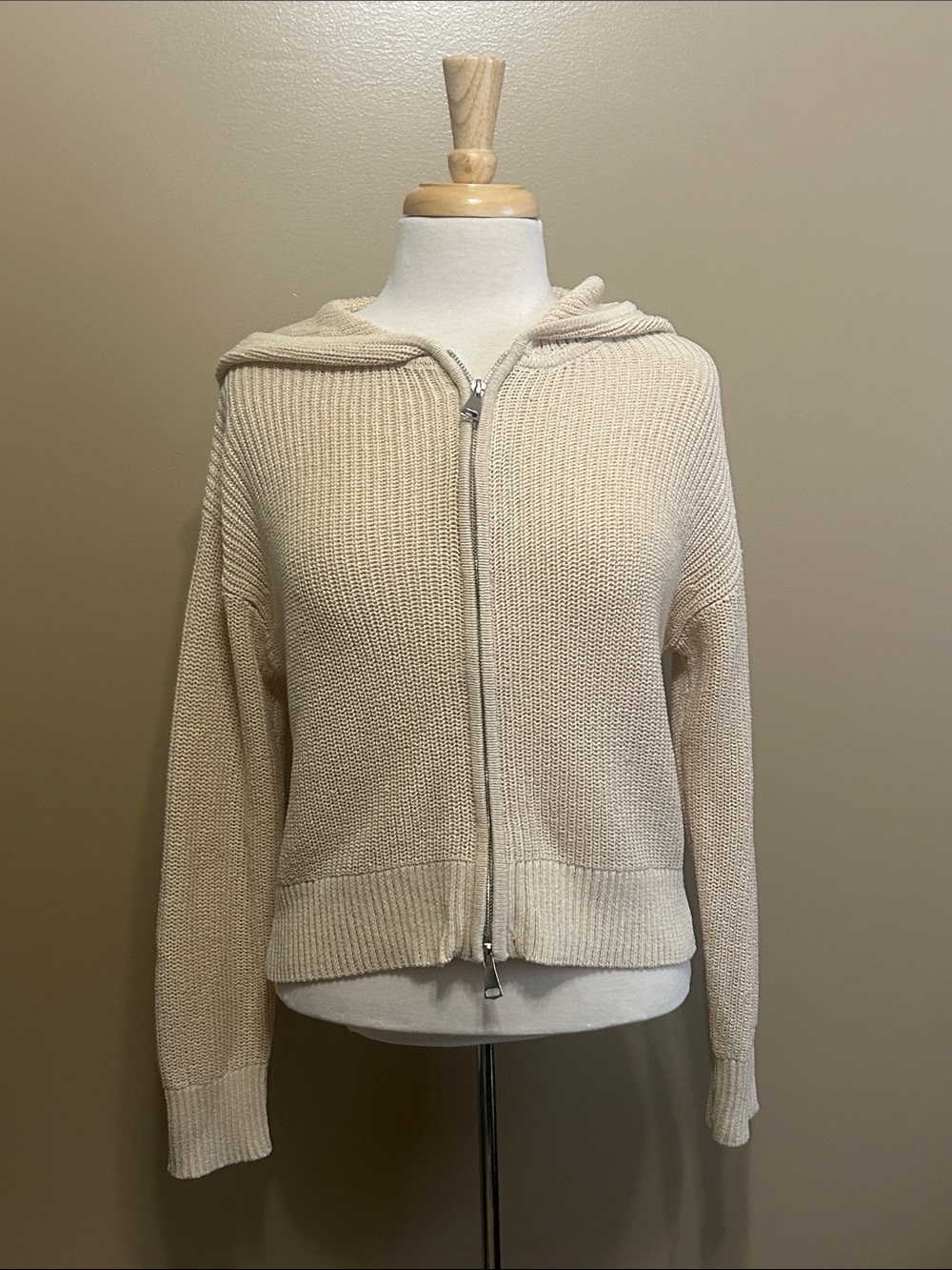 Kut from the Kloth Cream Zip Hoodie Sweater